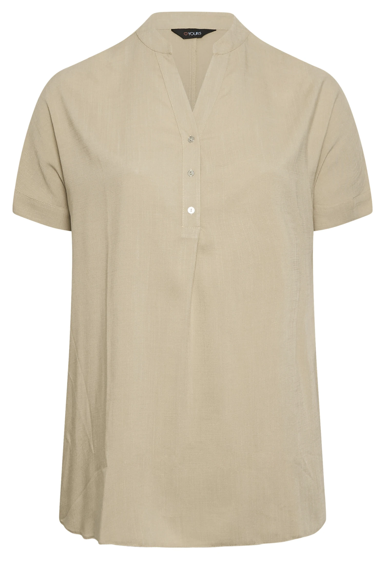 YOURS Curve Beige Brown Half Placket Blouse 5 YOURS Curve Beige Brown Half Placket Blouse - Image 5