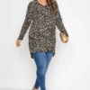 YOURS Curve Black Animal Print Button Through Shirt