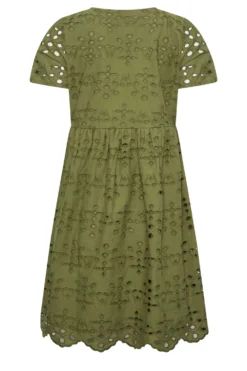 YOURS PETITE Curve Khaki Green Broderie Anglaise Smock Dress -Outlet Stylo Wise Store 7d546b21 2d70 49 174546 Y scaled