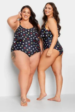 YOURS Curve Black Daisy Print Frill Chain Tummy Control Swimsuit -Outlet Stylo Wise Store 7da6e613 2c97 49 150271 G scaled