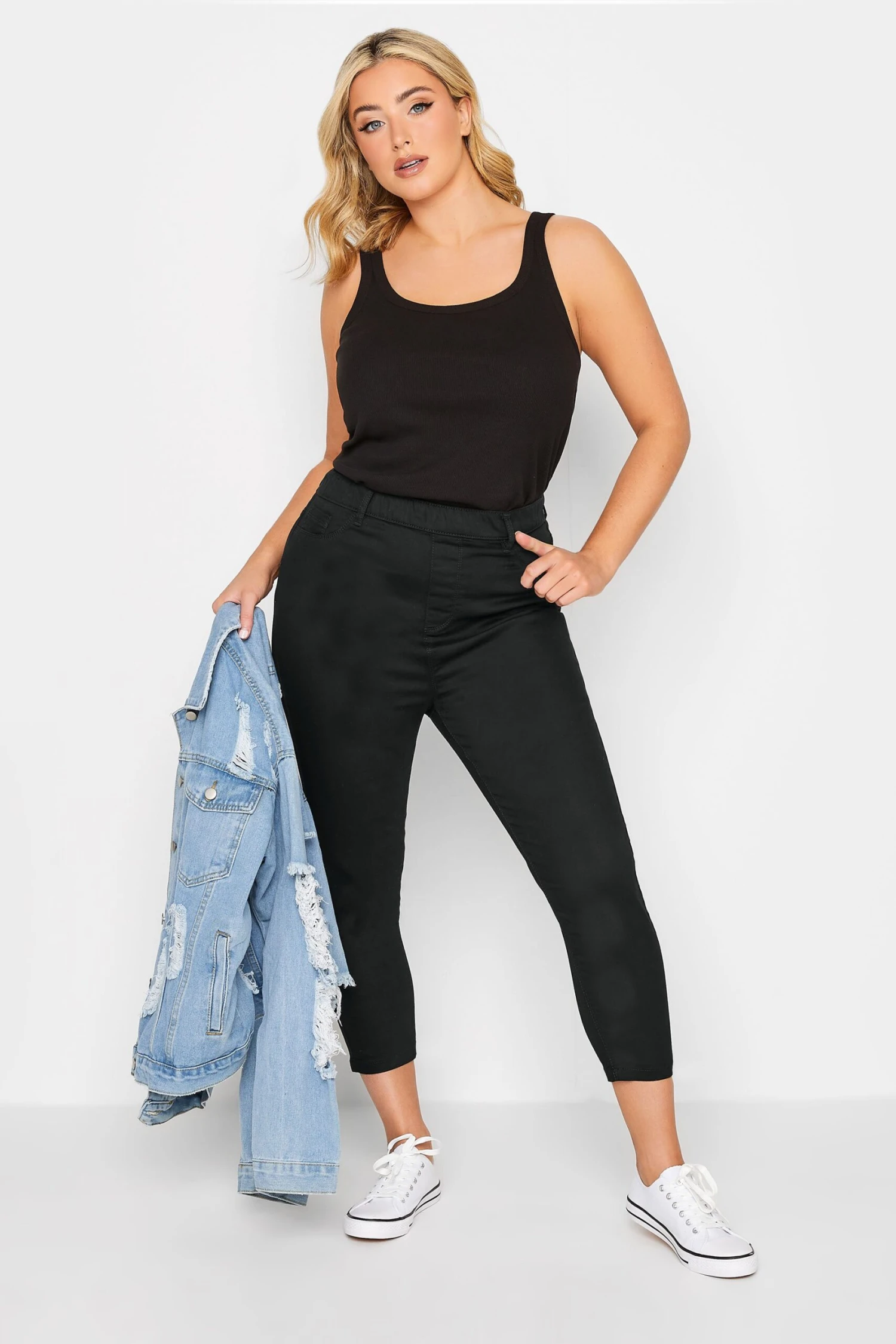 YOURS Curve Black Cropped Stretch GRACE Jeggings 1 YOURS Curve Black Cropped Stretch GRACE Jeggings