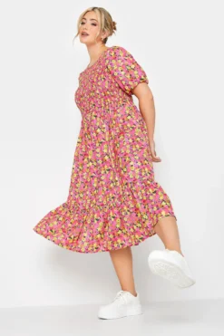 LIMITED COLLECTION Curve Pink Ditsy Print Midaxi Dress