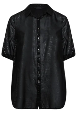 YOURS Curve Black Printed Shimmer Button Through Shirt -Outlet Stylo Wise Store 7f8696f9 ebb4 41 174233 X scaled