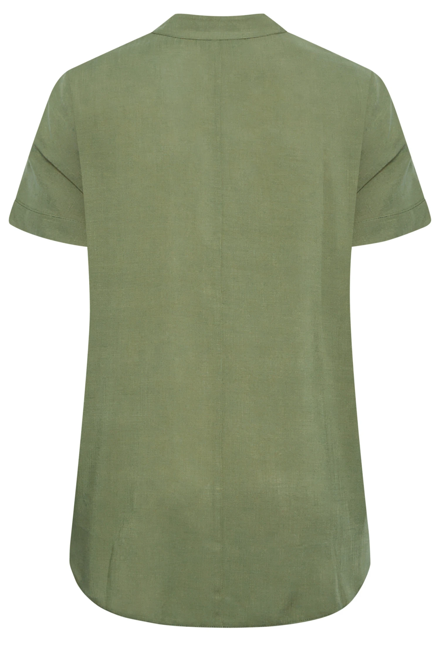 YOURS Curve Khaki Green Half Placket Blouse 6 YOURS Curve Khaki Green Half Placket Blouse - Image 6