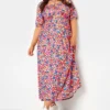 LIMITED COLLECTION Curve Pink Floral Print Tie Front Maxi Dress