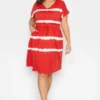 YOURS Curve Red Tie Dye Midi Dress
