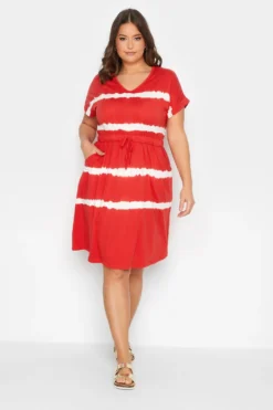 YOURS Curve Red Tie Dye Midi Dress
