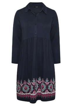 YOURS Curve Navy Blue Aztec Print Midi Shirt Dress -Outlet Stylo Wise Store 82f8dc77 e8bd 4a 301161 X scaled