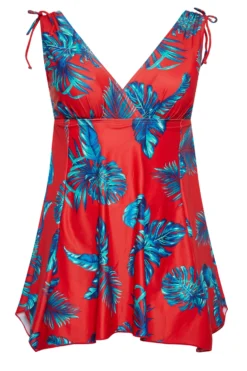 YOURS Curve Red Palm Leaf Plunge Tummy Control Swim Dress -Outlet Stylo Wise Store 837894e8 b5b1 48 150269 X scaled