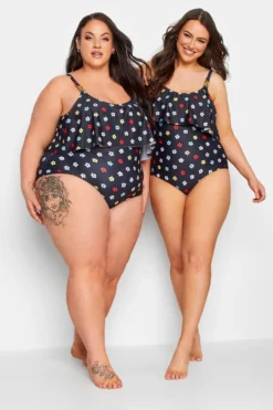 YOURS Curve Black Daisy Print Frill Chain Tummy Control Swimsuit -Outlet Stylo Wise Store 83a0bf56 95c5 43 150271 F scaled