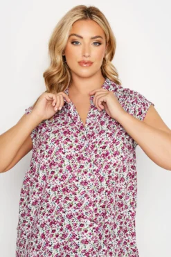 YOURS Curve White Ditsy Print Cap Sleeve Dipped Hem Shirt -Outlet Stylo Wise Store 8413c359 f269 47 173953 D scaled