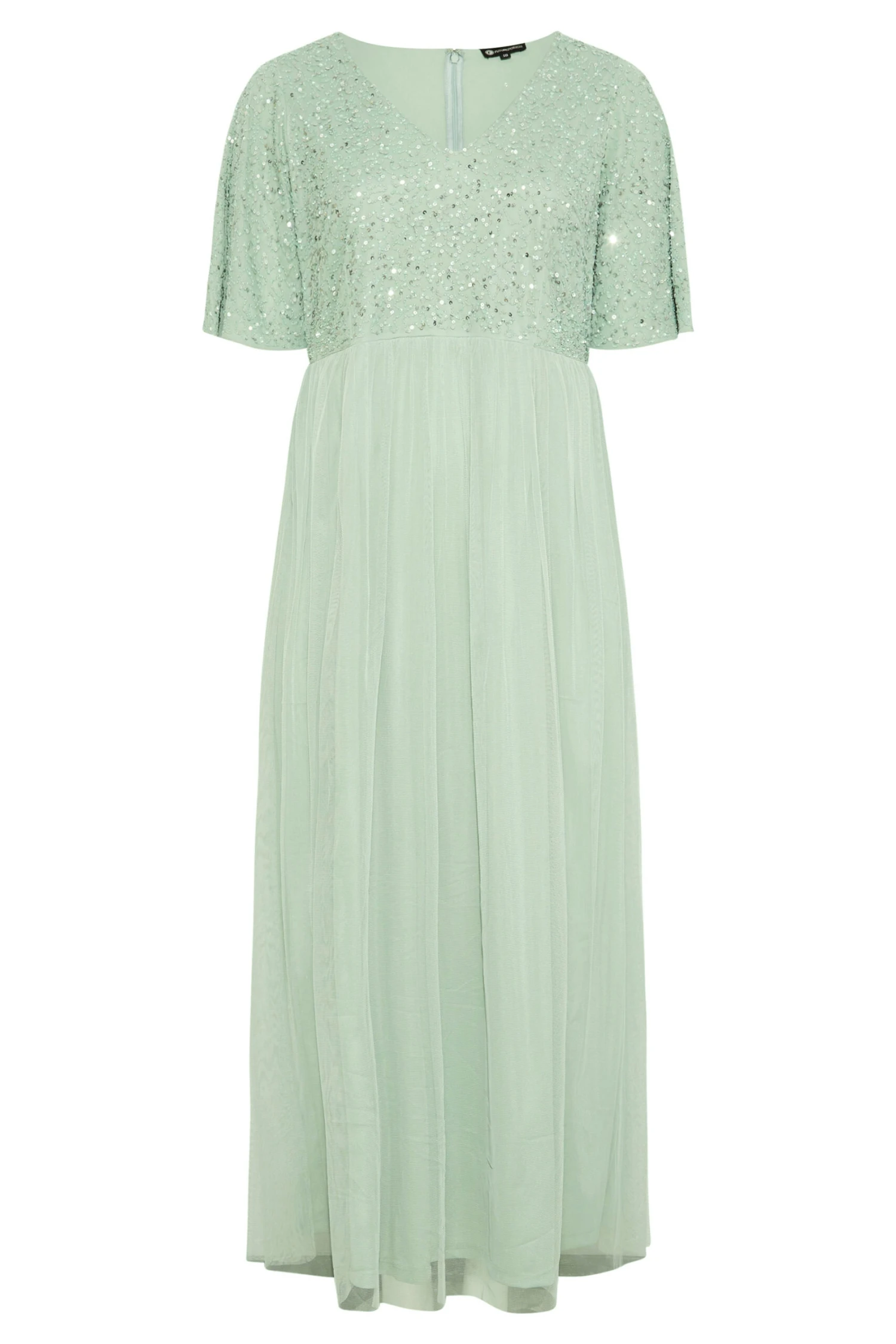LUXE Curve Sage Green Sequin Hand Embellished Maxi Dress 5 LUXE Curve Sage Green Sequin Hand Embellished Maxi Dress - Image 5