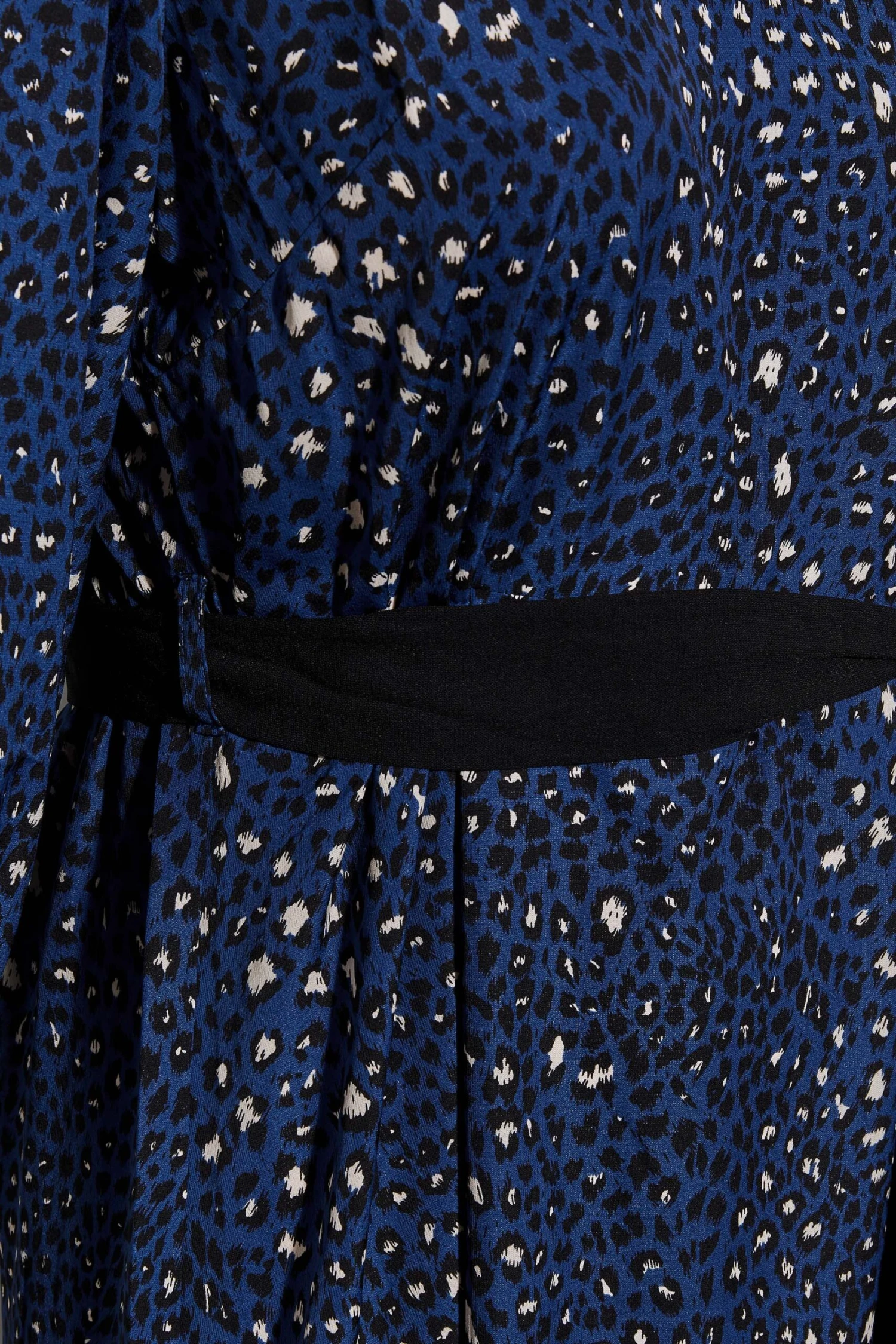 YOURS LONDON Curve Blue Animal Print Ruffle Neck Dress 4 YOURS LONDON Curve Blue Animal Print Ruffle Neck Dress - Image 4
