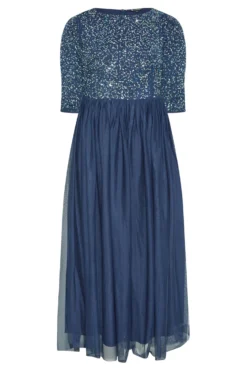 LUXE Curve Navy Blue Sequin Hand Embellished Maxi Dress -Outlet Stylo Wise Store 84605a57 5a44 48 161156 F scaled