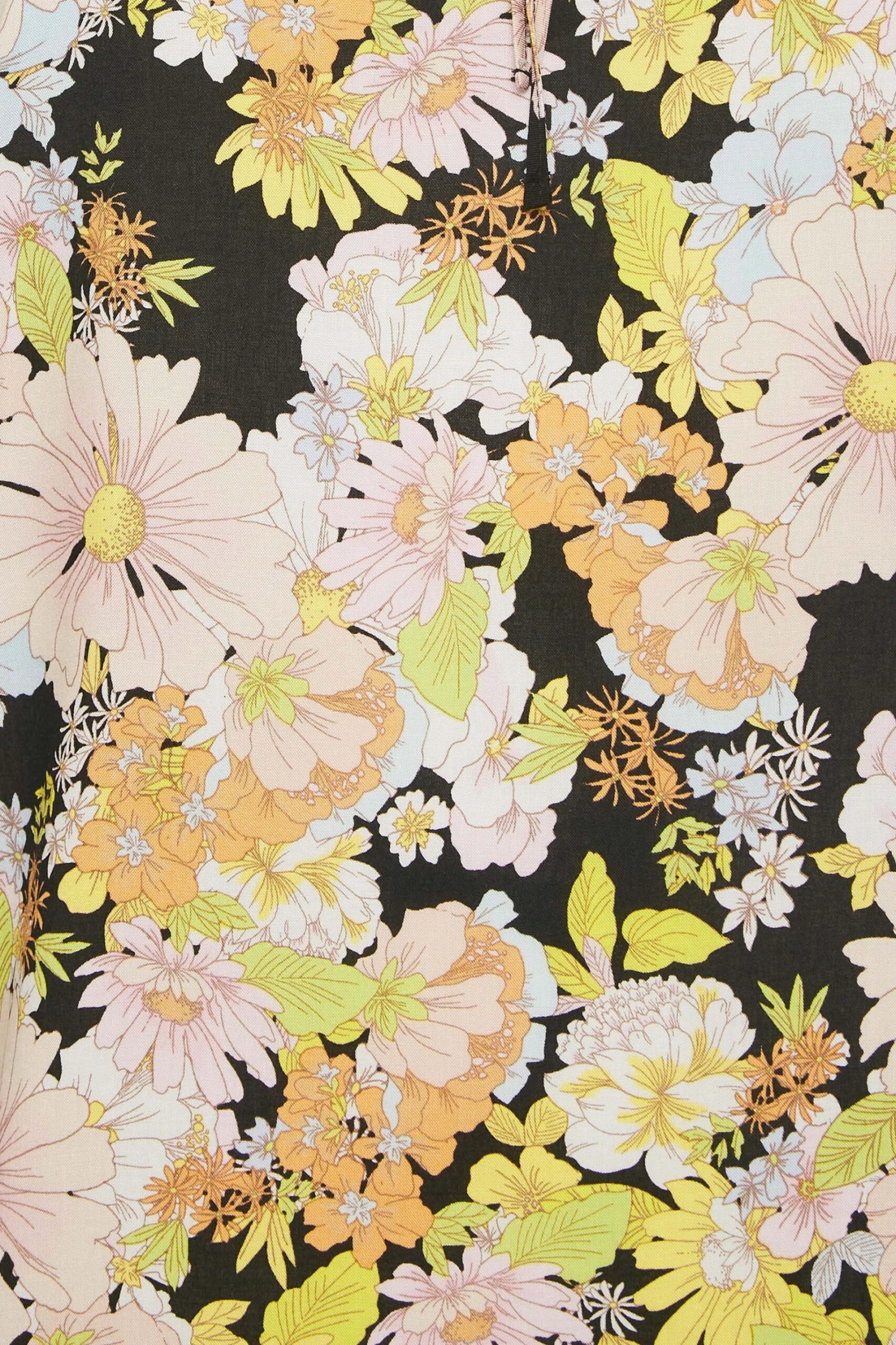 YOURS Curve Black & Yellow Floral Print Tie Neck Blouse 4 YOURS Curve Black & Yellow Floral Print Tie Neck Blouse - Image 4