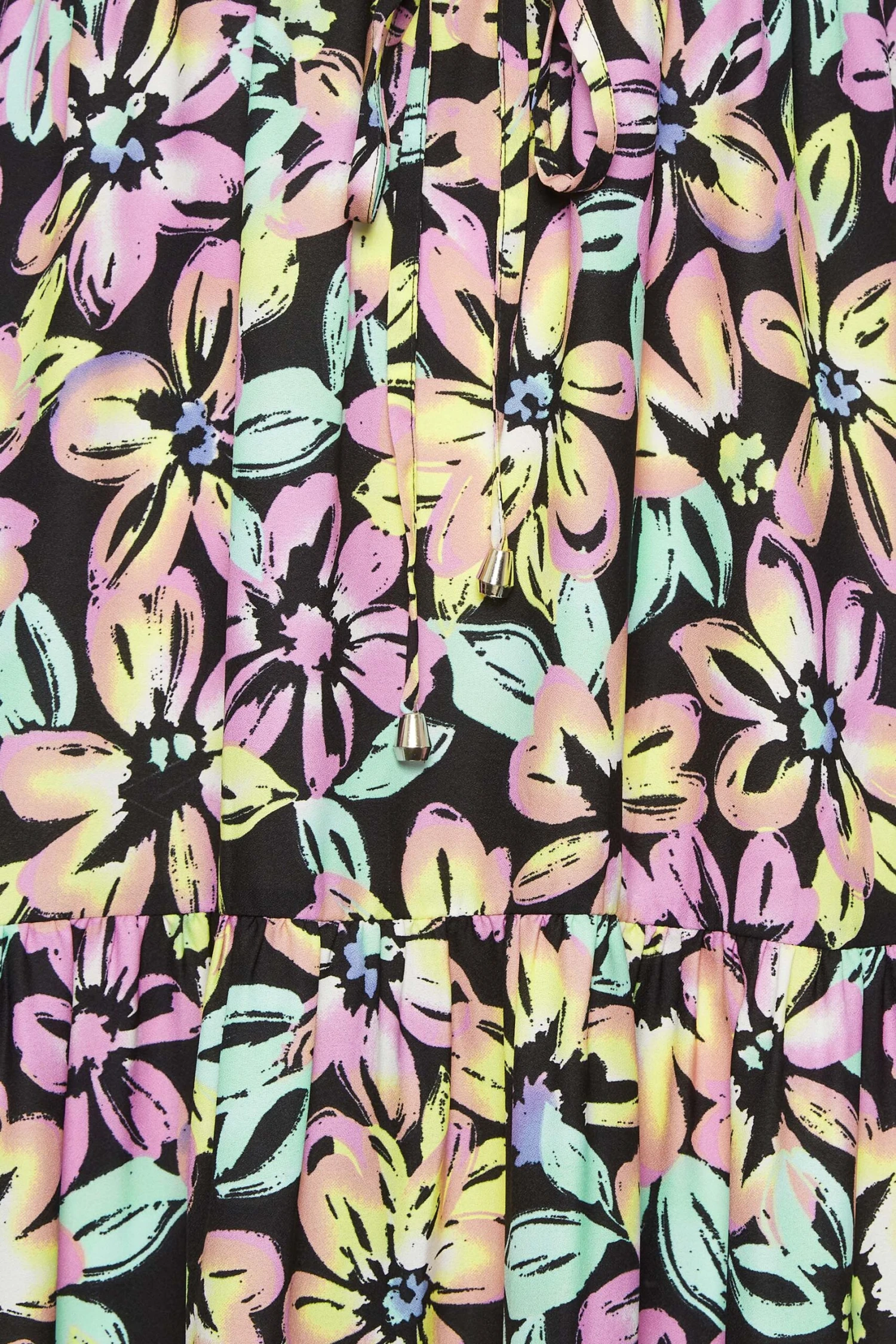 YOURS Curve Black Neon Floral Tiered Midi Dress 4 YOURS Curve Black Neon Floral Tiered Midi Dress - Image 4