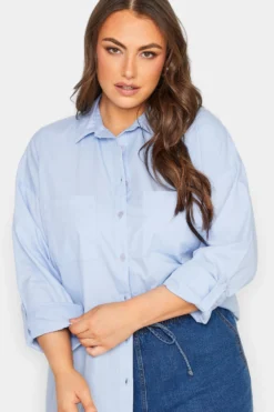 YOURS FOR GOOD Curve Blue Oversized Shirt -Outlet Stylo Wise Store 854240e8 afdd 49 131509 D scaled