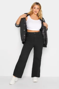 YOURS Curve Black Stretch Wide Leg Jeans