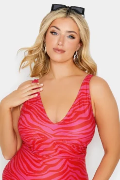 YOURS Curve Hot Pink Zebra Print Plunge Swimsuit -Outlet Stylo Wise Store 86e9cfd0 d3ad 42 150309 D scaled