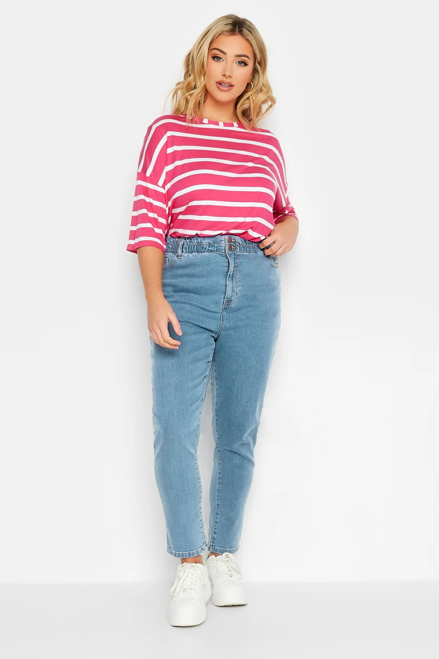 YOURS Curve Light Blue Stretch Elasticated Waist MOM Jeans 1 YOURS Curve Light Blue Stretch Elasticated Waist MOM Jeans