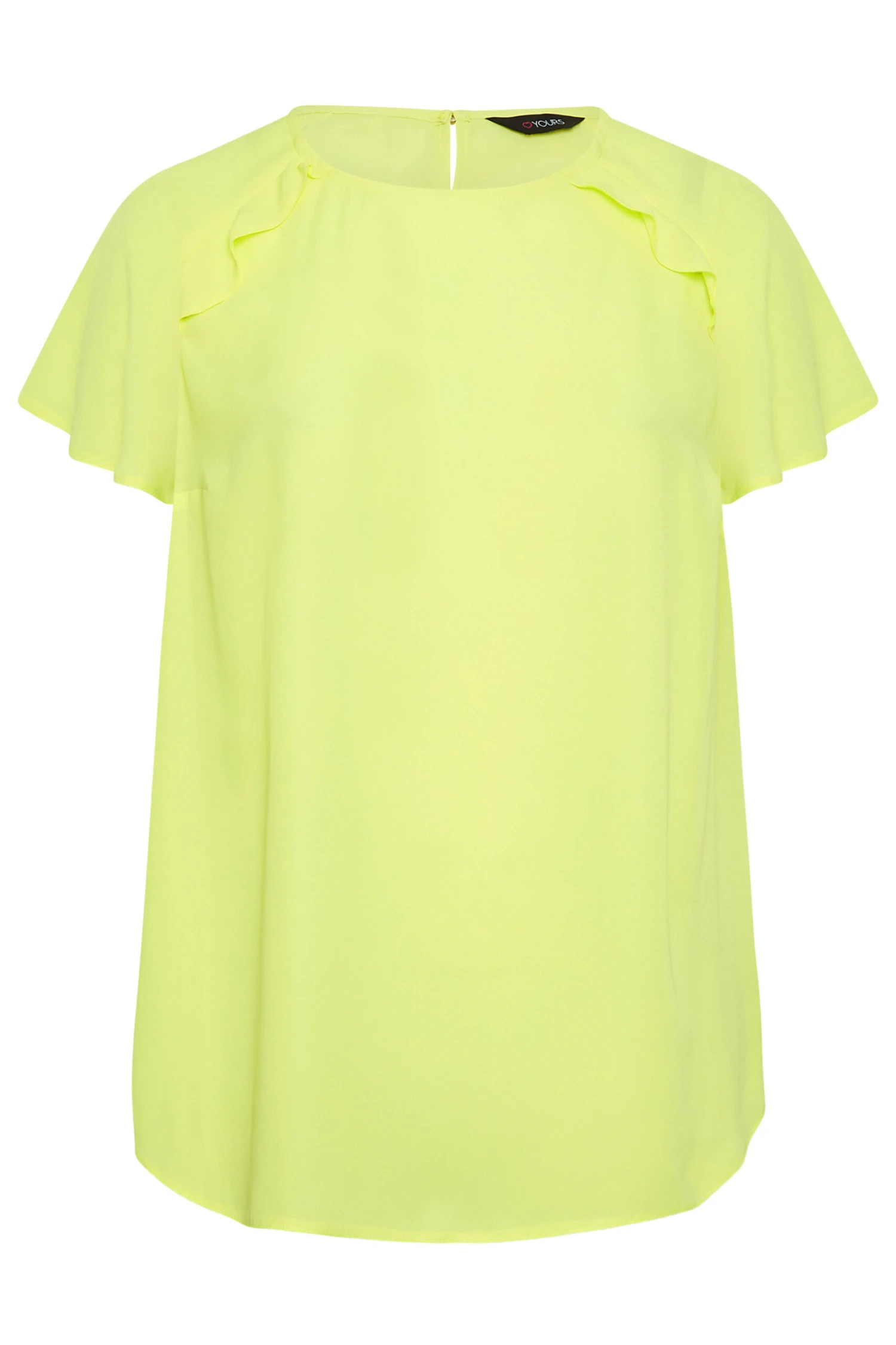 YOURS Curve Yellow Frill Short Sleeve Blouse 5 YOURS Curve Yellow Frill Short Sleeve Blouse - Image 5