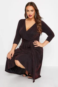 YOURS LONDON Curve Red Glitter Wrap Dress -Outlet Stylo Wise Store 87c29517 5bf8 41 161631 D scaled