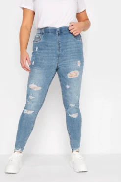 YOURS FOR GOOD Curve Mid Blue Extreme Ripped Stretch JENNY Jeggings 5 YOURS FOR GOOD Curve Mid Blue Extreme Ripped Stretch JENNY Jeggings -Outlet Stylo Wise Store 880ef3e8 835d 49 142647 A scaled