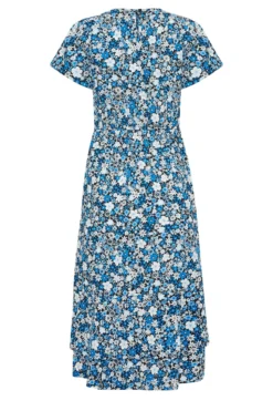 YOURS PETITE Curve Blue Floral Tie Waist Midaxi Dress