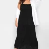YOURS Curve Black Shirred Strappy Midi Dress