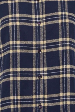 YOURS PETITE Curve Navy Blue & Yellow Check Boyfriend Shirt
