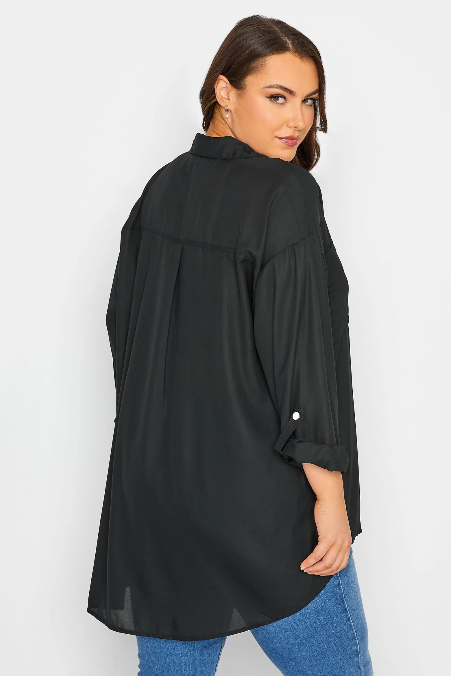 LIMITED COLLECTION Curve Black Utility Pocket Shirt 2 LIMITED COLLECTION Curve Black Utility Pocket Shirt - Image 2