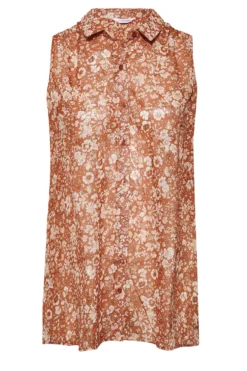 YOURS Curve Orange Floral Print Sleeveless Swing Blouse -Outlet Stylo Wise Store 897ff6c3 4e61 47 173879 X scaled
