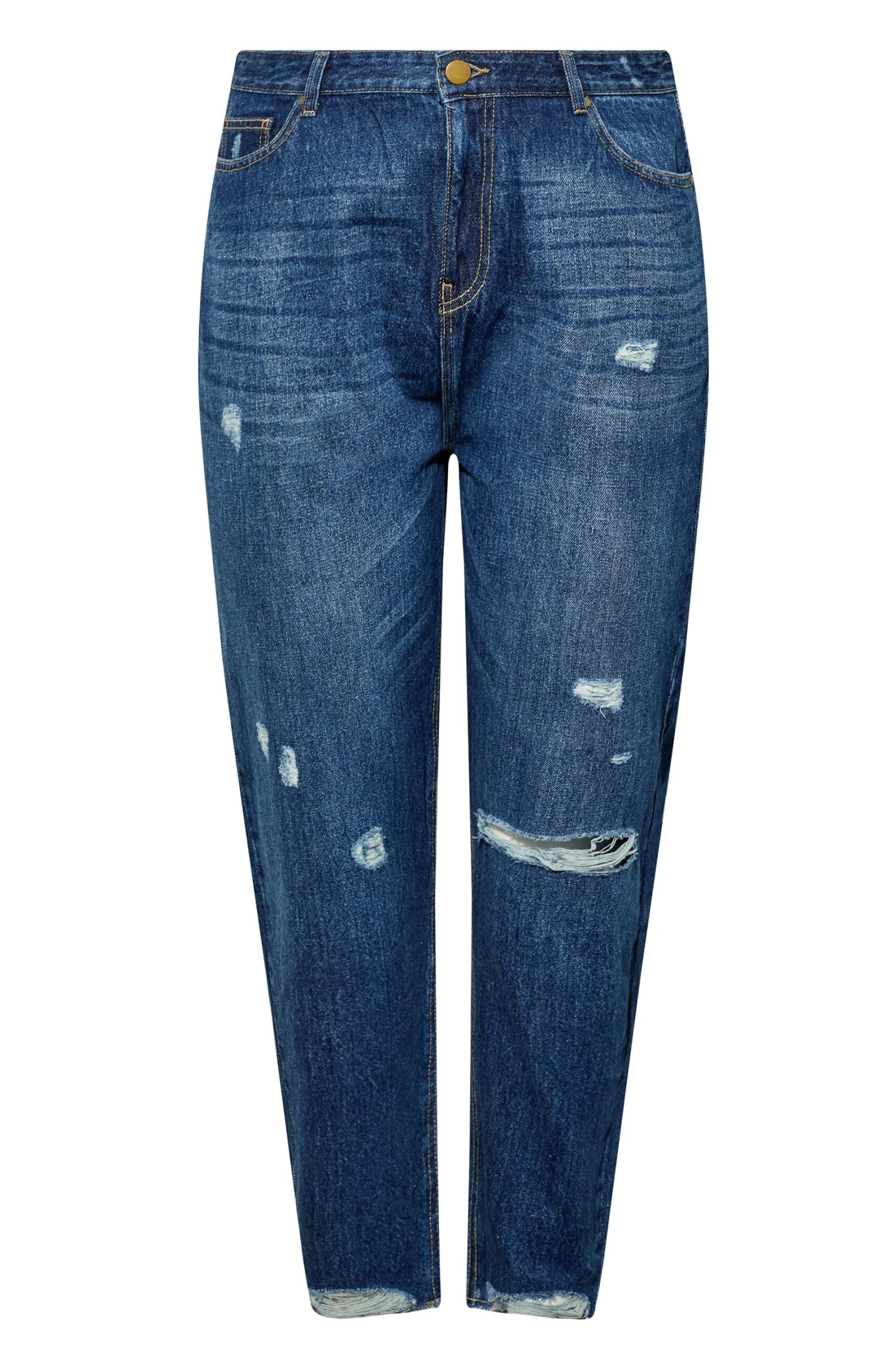YOURS Curve Indigo Blue Ripped MOM Jeans 3 YOURS Curve Indigo Blue Ripped MOM Jeans - Image 3