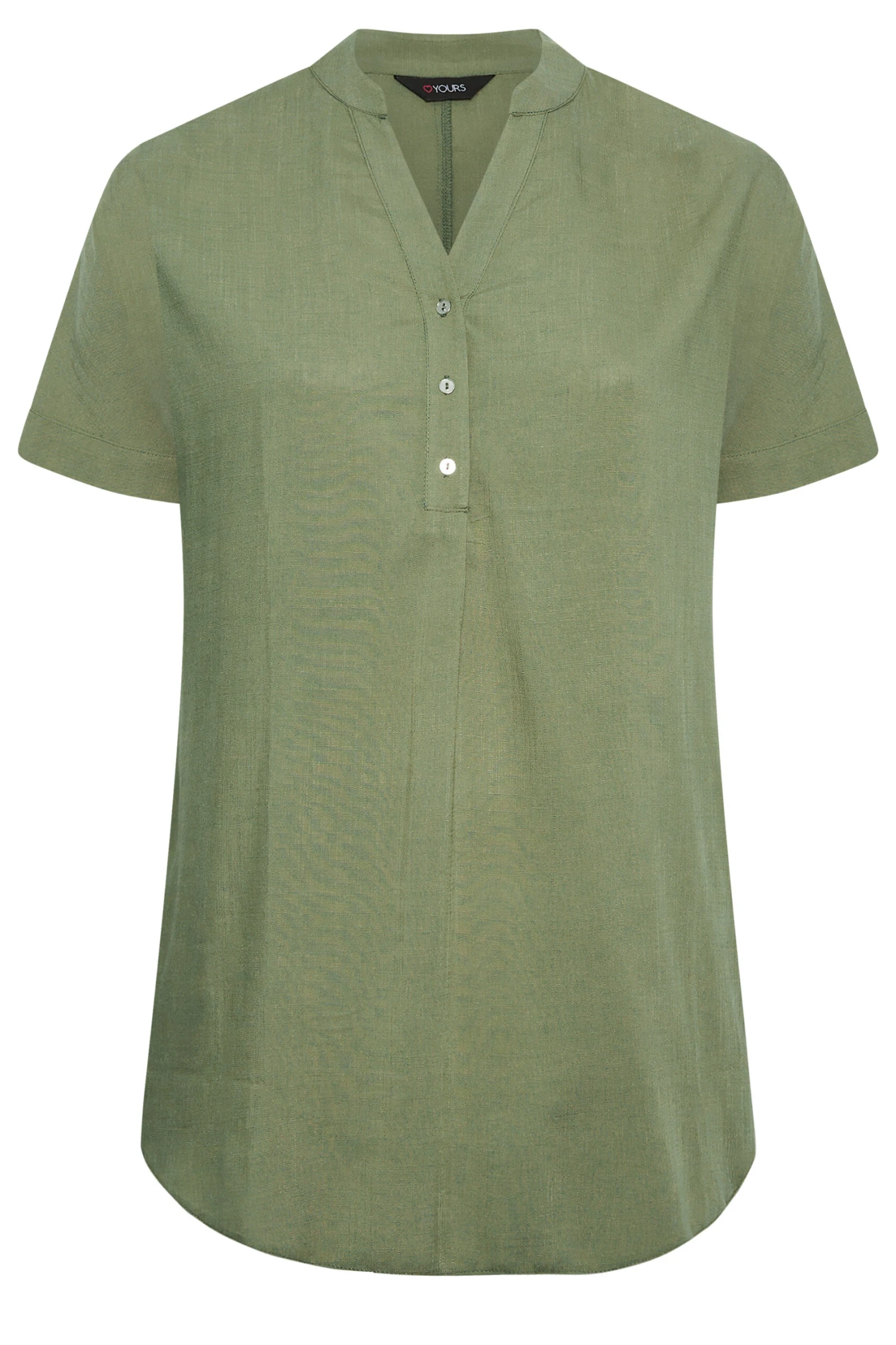 YOURS Curve Khaki Green Half Placket Blouse 5 YOURS Curve Khaki Green Half Placket Blouse - Image 5