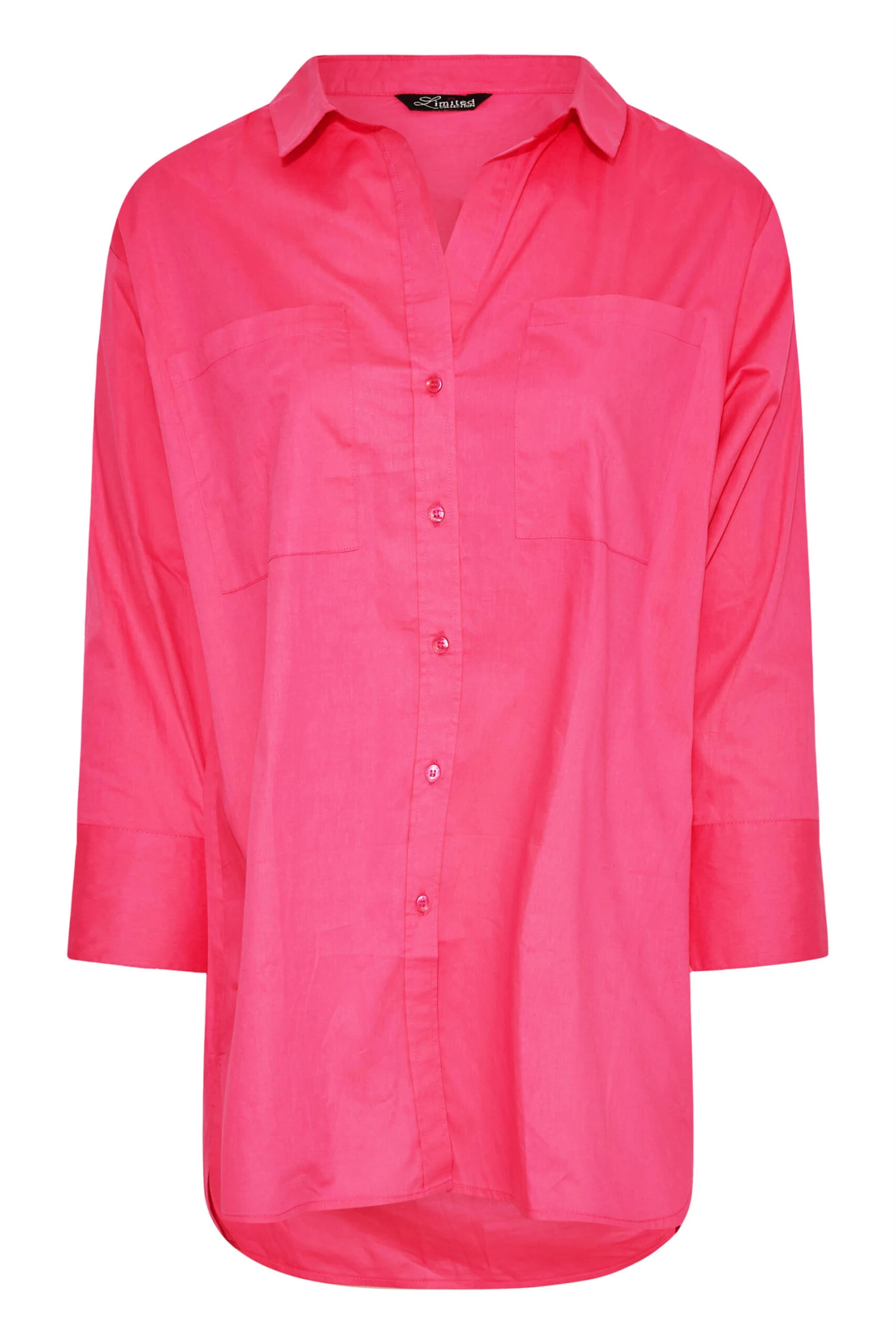 LIMITED COLLECTION Curve Hot Pink Oversized Boyfriend Shirt 5 LIMITED COLLECTION Curve Hot Pink Oversized Boyfriend Shirt - Image 5