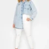 YOURS Curve Bleach Blue Distressed Denim Shirt