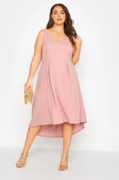 YOURS LONDON Curve Pink High Low Pleated Midi Dress -Outlet Stylo Wise Store 8d49a0f8 9d08 4e 161364 B scaled