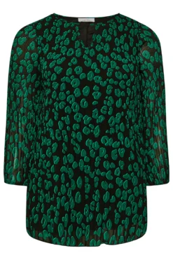 YOURS LONDON Curve Green Leopard Print Pleat Blouse -Outlet Stylo Wise Store 8e0039fa 1747 46 161775 X scaled