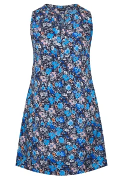 YOURS Curve Blue Floral Print Sleeveless Shirt Dress -Outlet Stylo Wise Store 8e19819b 806b 49 173931 X scaled