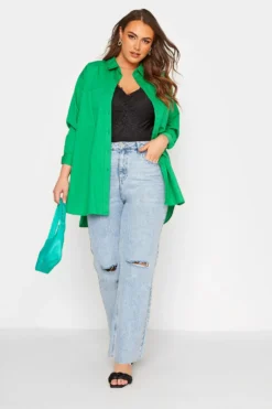 YOURS FOR GOOD Curve Bleach Blue Ripped Knee Wide Leg Jeans