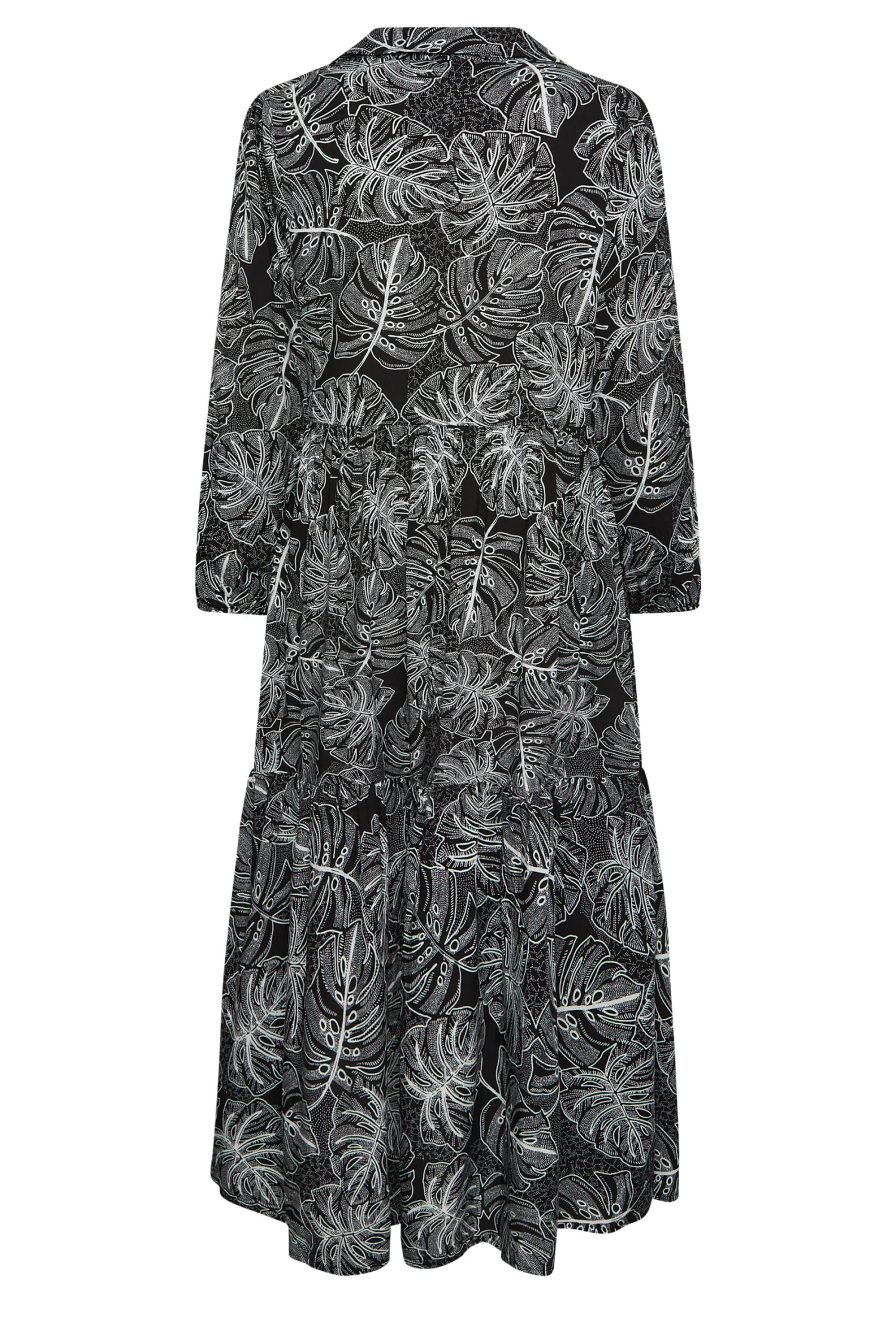 YOURS Curve Black Leaf Print Shirt Dress 6 YOURS Curve Black Leaf Print Shirt Dress - Image 6