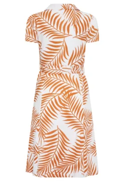 YOURS PETITE Curve White & Orange Leaf Print Belted Midi Dress -Outlet Stylo Wise Store 8ef76775 7ff4 45 174477 Y scaled