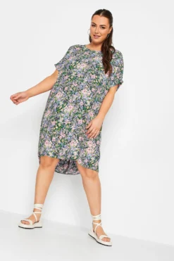 YOURS Curve Purple Floral Tunic Dress