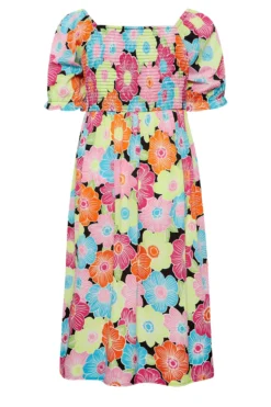 YOURS Curve Pink & Blue Floral Print Shirred Midi Dress -Outlet Stylo Wise Store 8f9fb97b b80f 46 137285 Y scaled