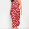 YOURS LONDON Curve Orange Geometric Print Tiered Maxi Dress