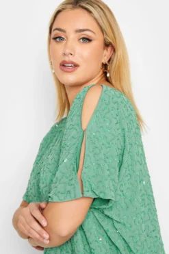 LUXE Curve Green Sequin Hand Embellished Cape Dress -Outlet Stylo Wise Store 90a12e16 b1a7 4d 161876 D scaled