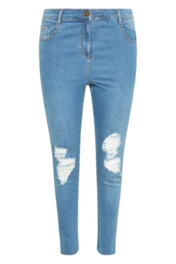YOURS Curve Mid Blue Stretch Ripped Knee AVA Jeans -Outlet Stylo Wise Store 9174e485 c7f0 45 142903 F scaled