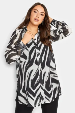 YOURS LONDON Curve Black Zebra Print Boyfriend Shirt