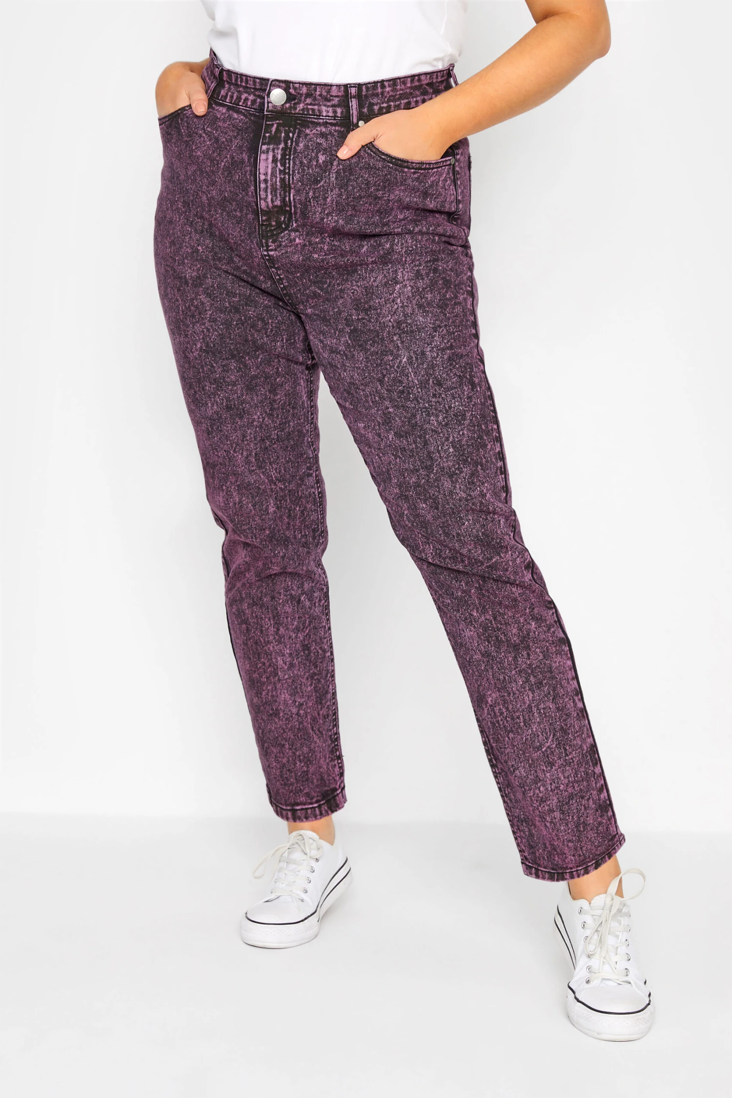 YOURS Curve Pink Acid Wash Stretch MOM Jeans 5 YOURS Curve Pink Acid Wash Stretch MOM Jeans - Image 5