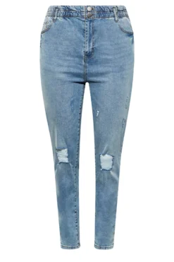 YOURS Curve Blue Ripped Elasticated Stretch MOM Jeans 10 YOURS Curve Blue Ripped Elasticated Stretch MOM Jeans -Outlet Stylo Wise Store 92c196f1 ded5 44 143020 X scaled